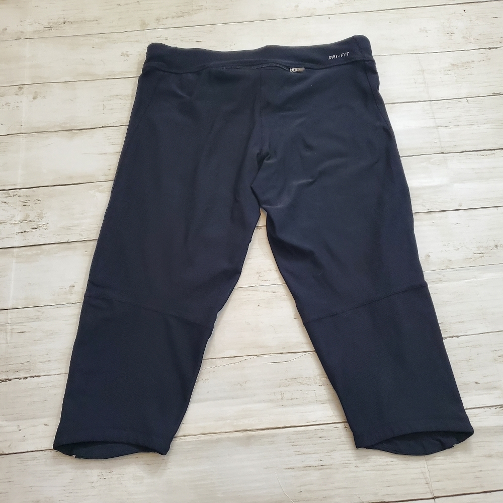 Nike dri-fit filament running capri legging black drawstring back zipper pocket‎ - Picture 7 of 8